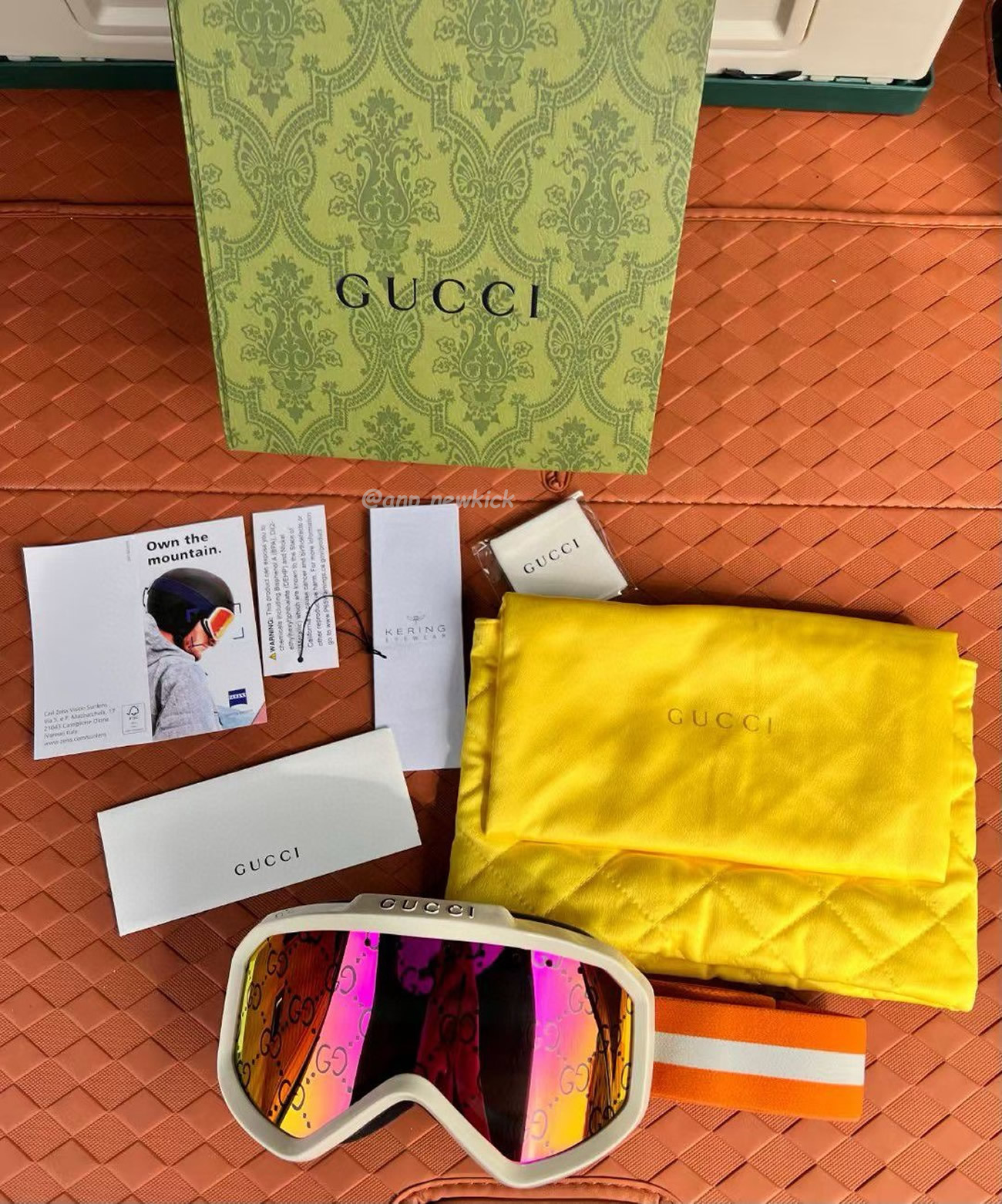 Gucci Ski Goggle Black Pink Olive Green White (6) - newkick.app